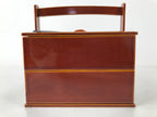 Japanese Lacquered Wooden Lunch Box Bento Vtg Shunkei Chopsticks Brown LWB113