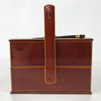 Japanese Lacquered Wooden Lunch Box Bento Vtg Shunkei Chopsticks Brown LWB113