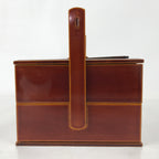 Japanese Lacquered Wooden Lunch Box Bento Vtg Shunkei Chopsticks Brown LWB113