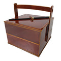 Japanese Lacquered Wooden Lunch Box Bento Vtg Shunkei Chopsticks Brown LWB113