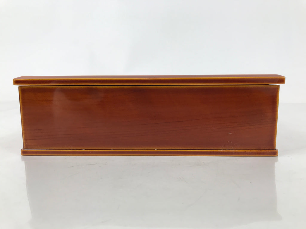 Japanese Lacquered Wooden Lunch Box Bento Vtg Shunkei-Nuri One Tier Brown L394