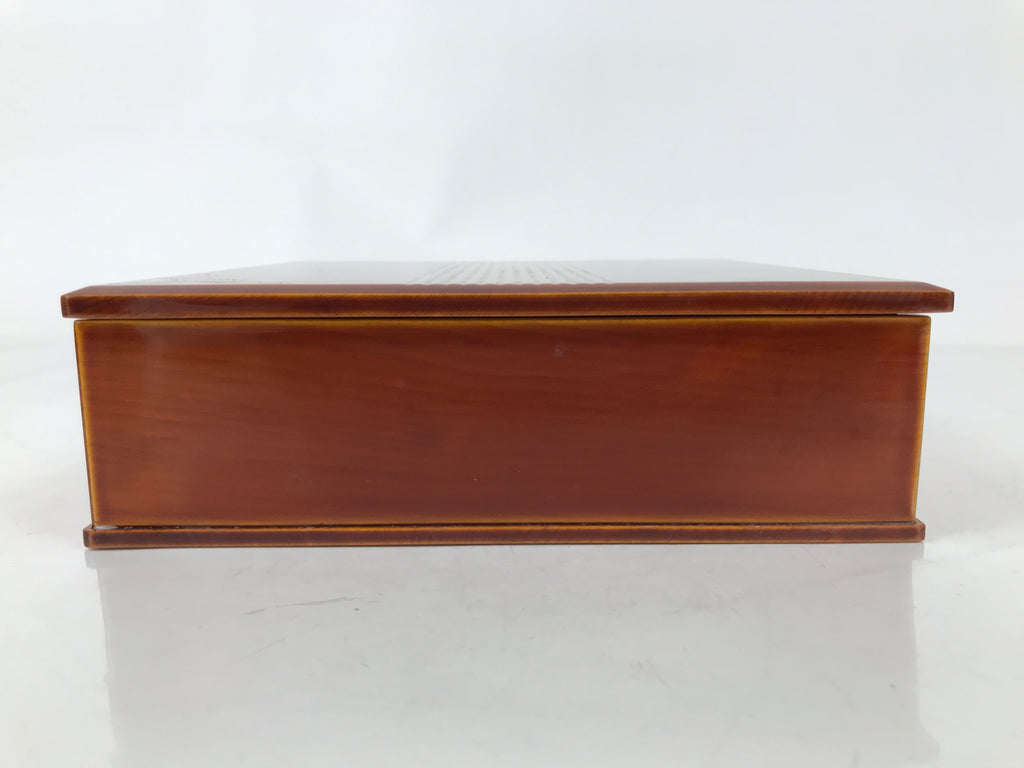 Japanese Lacquered Wooden Lunch Box Bento Vtg Shunkei-Nuri One Tier Brown L394