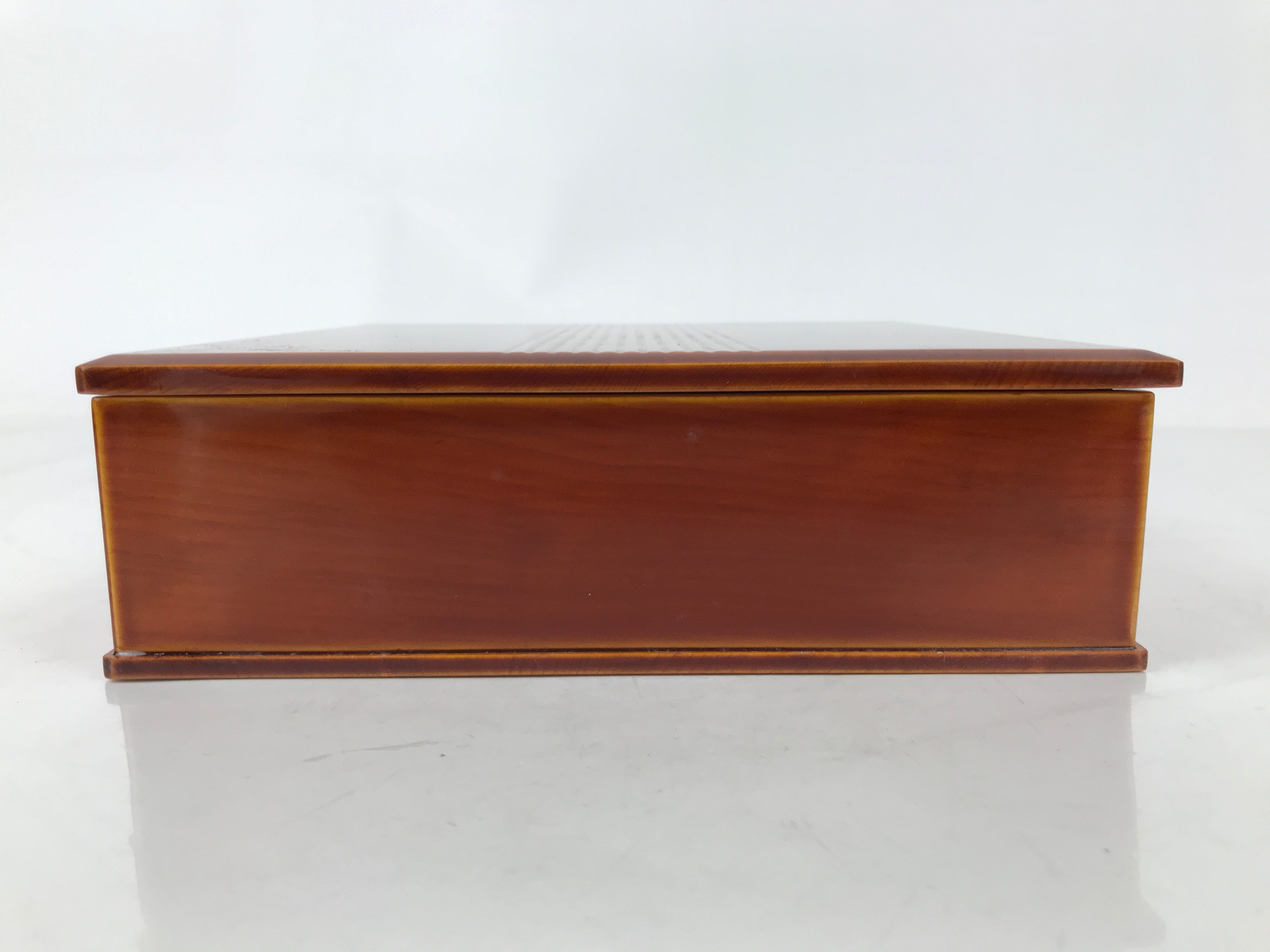 Japanese Lacquered Wooden Lunch Box Bento Vtg Shunkei-Nuri One Tier Brown L394