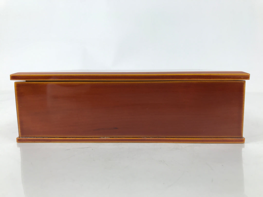 Japanese Lacquered Wooden Lunch Box Bento Vtg Shunkei-Nuri One Tier Brown L394