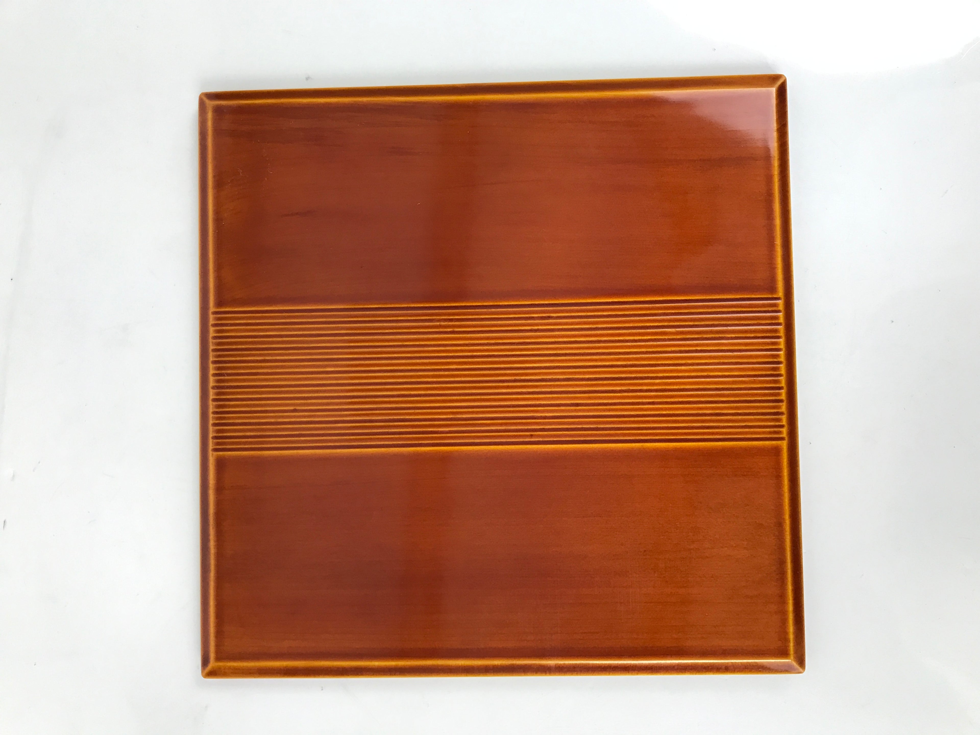 Japanese Lacquered Wooden Lunch Box Bento Vtg Shunkei-Nuri One Tier Brown L394