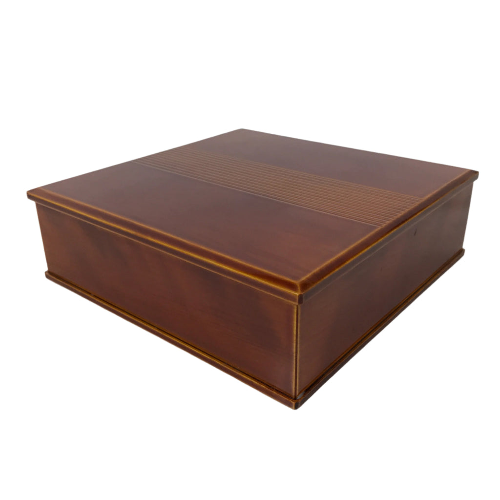 Japanese Lacquered Wooden Lunch Box Bento Vtg Shunkei-Nuri One Tier Brown L394