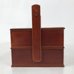 Japanese Lacquered Wooden Lunch Box Bento Vtg Shunkei Two Tiers Brown LWB115