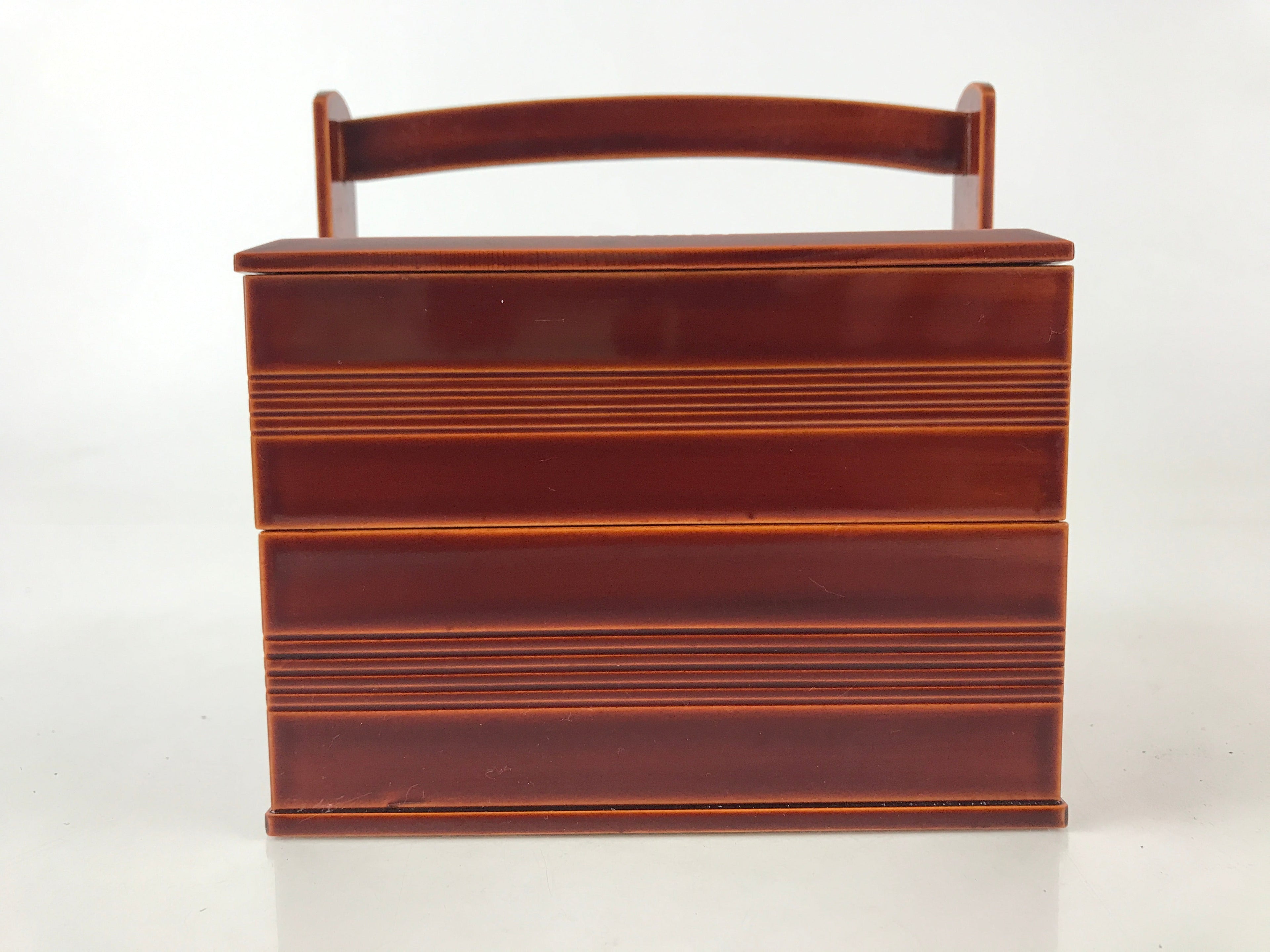 Japanese Lacquered Wooden Lunch Box Lidded Bento Jubako 2 Tiers Kashiki UR914