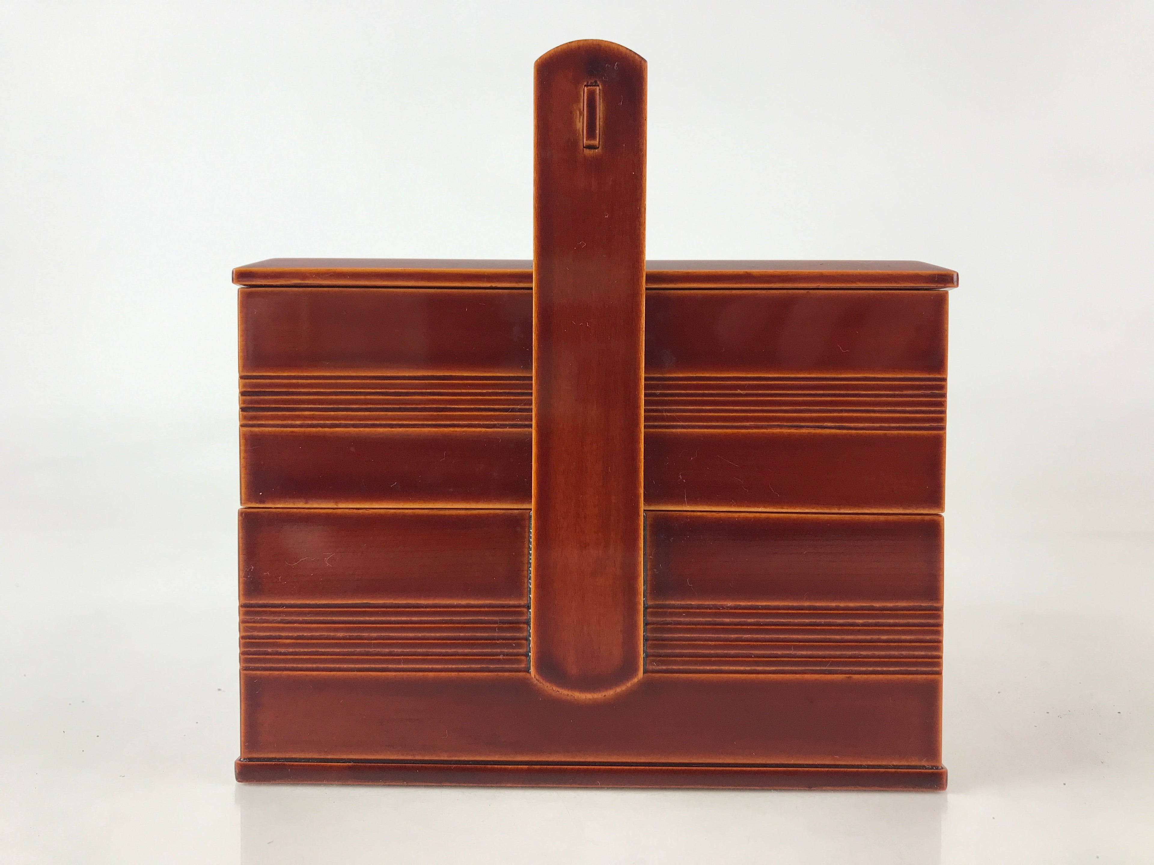 Japanese Lacquered Wooden Lunch Box Lidded Bento Jubako 2 Tiers Kashiki UR914