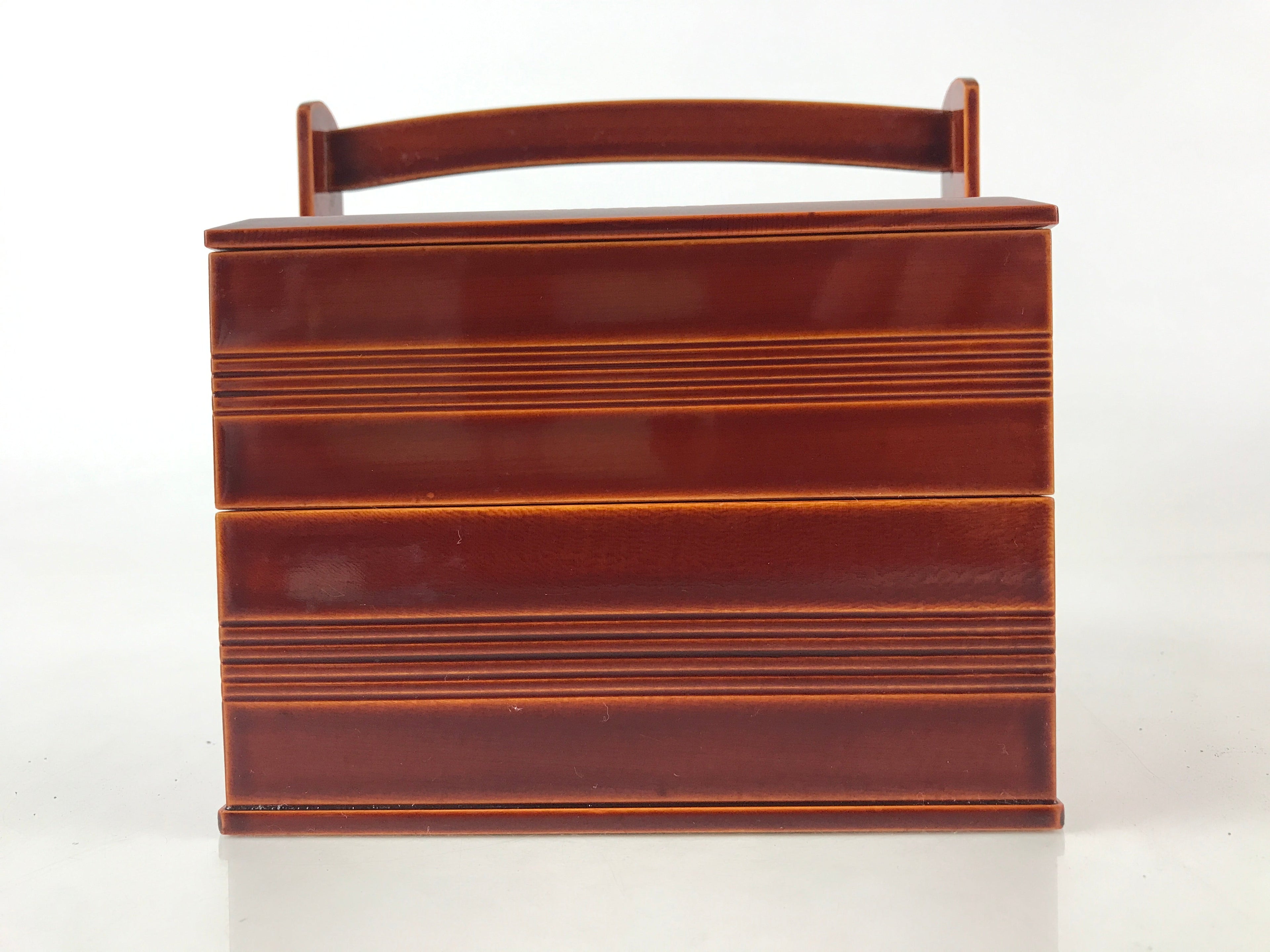 Japanese Lacquered Wooden Lunch Box Lidded Bento Jubako 2 Tiers Kashiki UR914