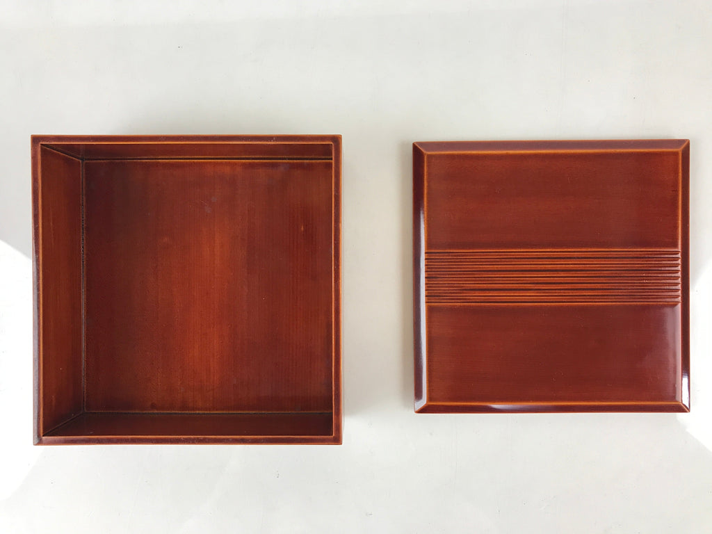 Japanese Lacquered Wooden Lunch Box Lidded Bento Jubako 2 Tiers Kashiki UR914