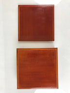 Japanese Lacquered Wooden Lunch Box Lidded Bento Jubako 2 Tiers Kashiki UR914