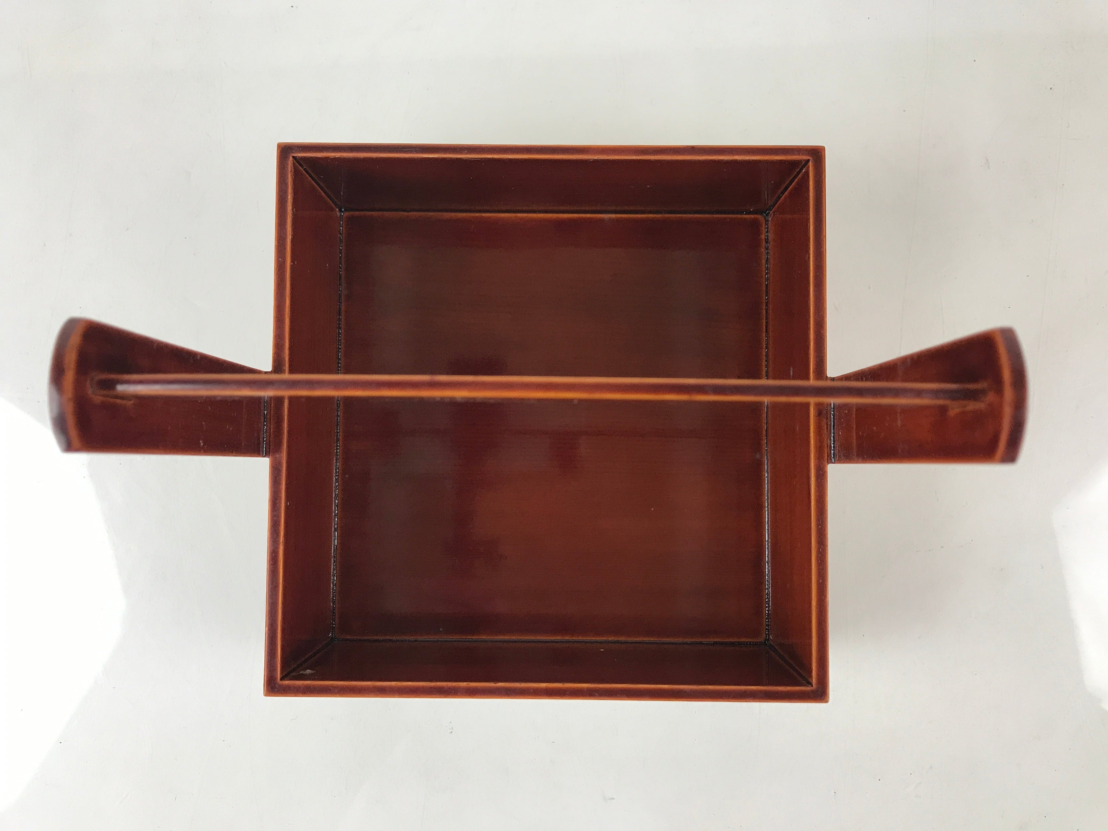 Japanese Lacquered Wooden Lunch Box Lidded Bento Jubako 2 Tiers Kashiki UR914