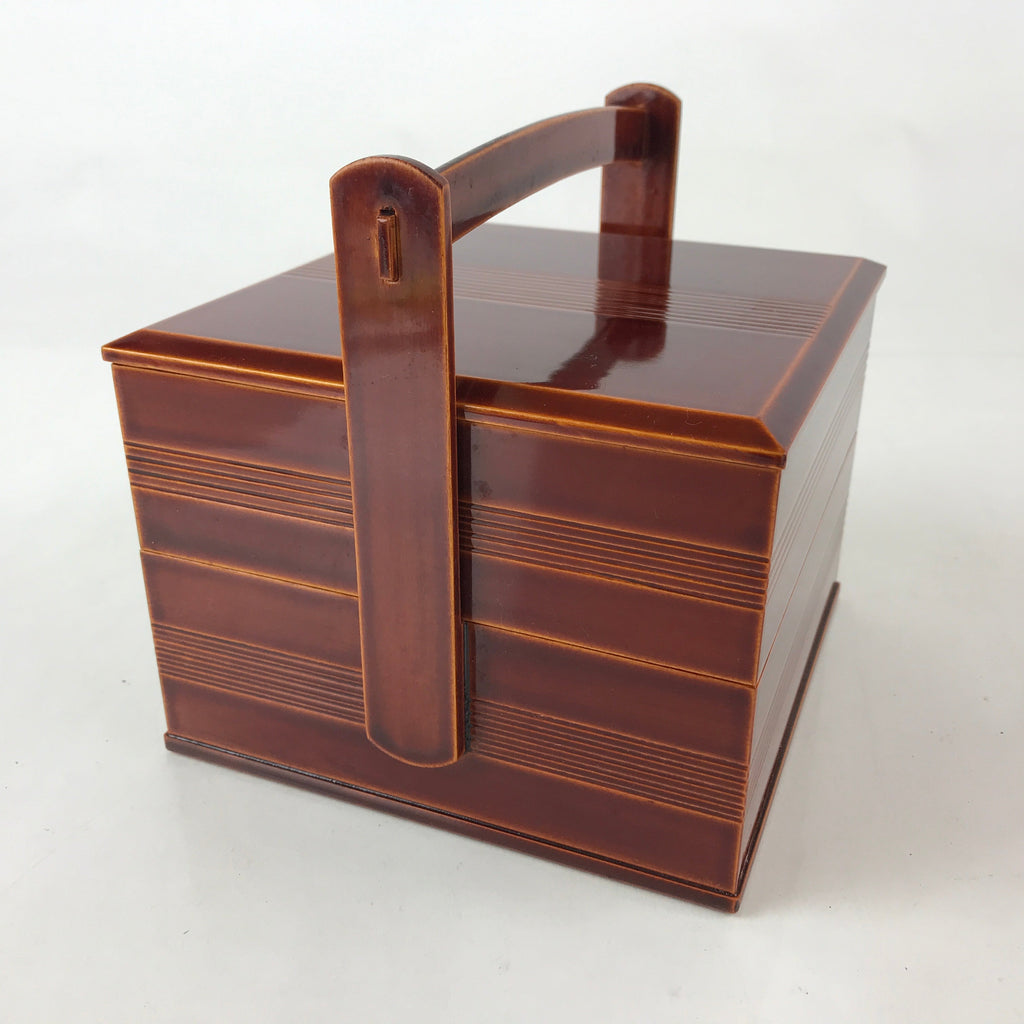 Japanese Lacquered Wooden Lunch Box Lidded Bento Jubako 2 Tiers Kashiki UR914