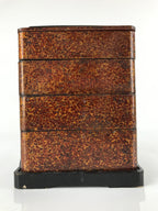 Japanese Lacquered Wooden Lunch Box Lidded Bento Vtg 4 Tiers Handle Wakasa L124