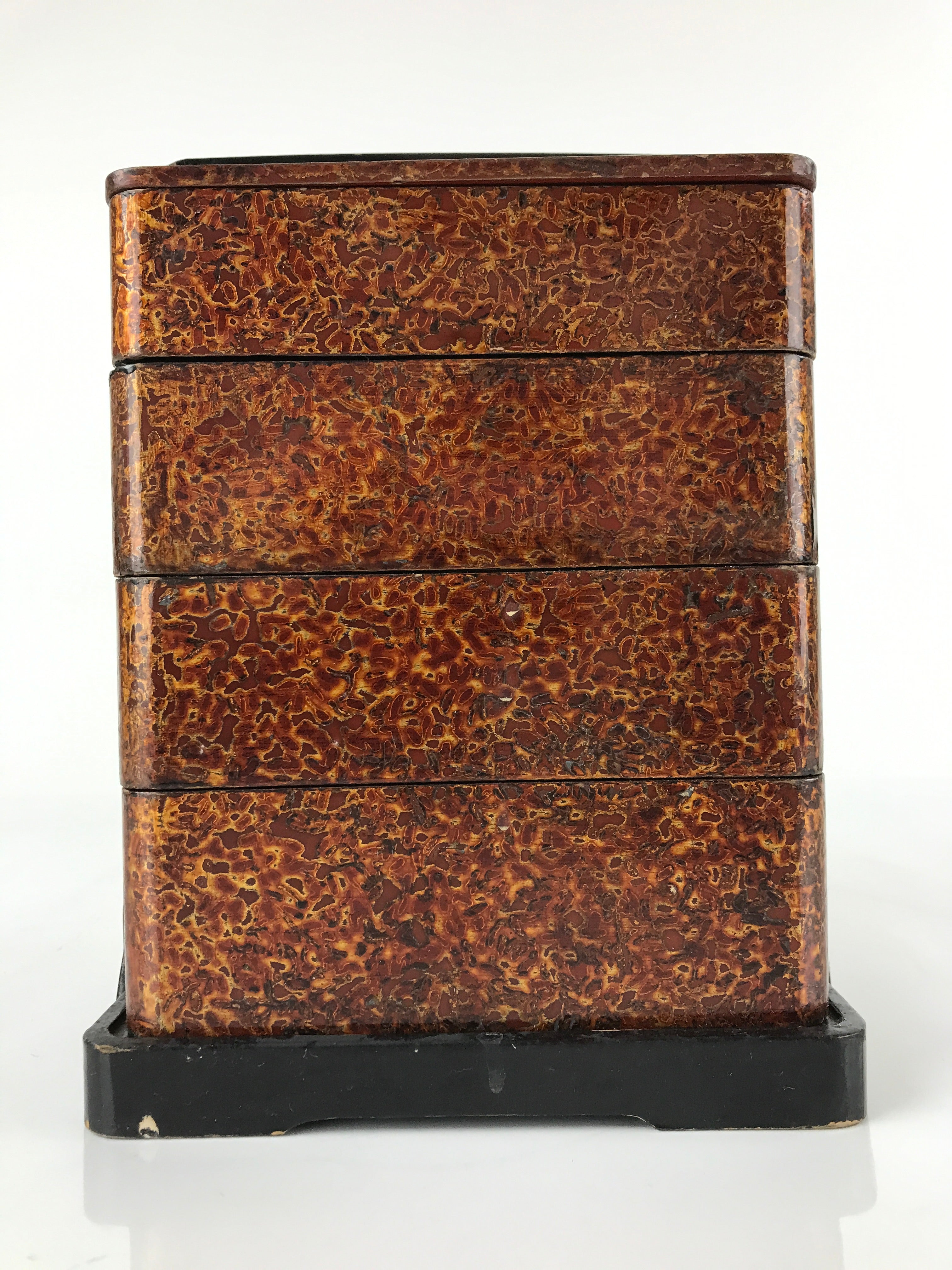 Japanese Lacquered Wooden Lunch Box Lidded Bento Vtg 4 Tiers Handle Wakasa L124