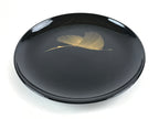 Japanese Lacquered Wooden Meimeizara Plate Vtg Sara Makie Tsuru Crane Black L10