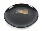 Japanese Lacquered Wooden Meimeizara Plate Vtg Sara Makie Tsuru Crane Black L6