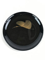 Japanese Lacquered Wooden Meimeizara Plate Vtg Sara Makie Tsuru Crane Black L6