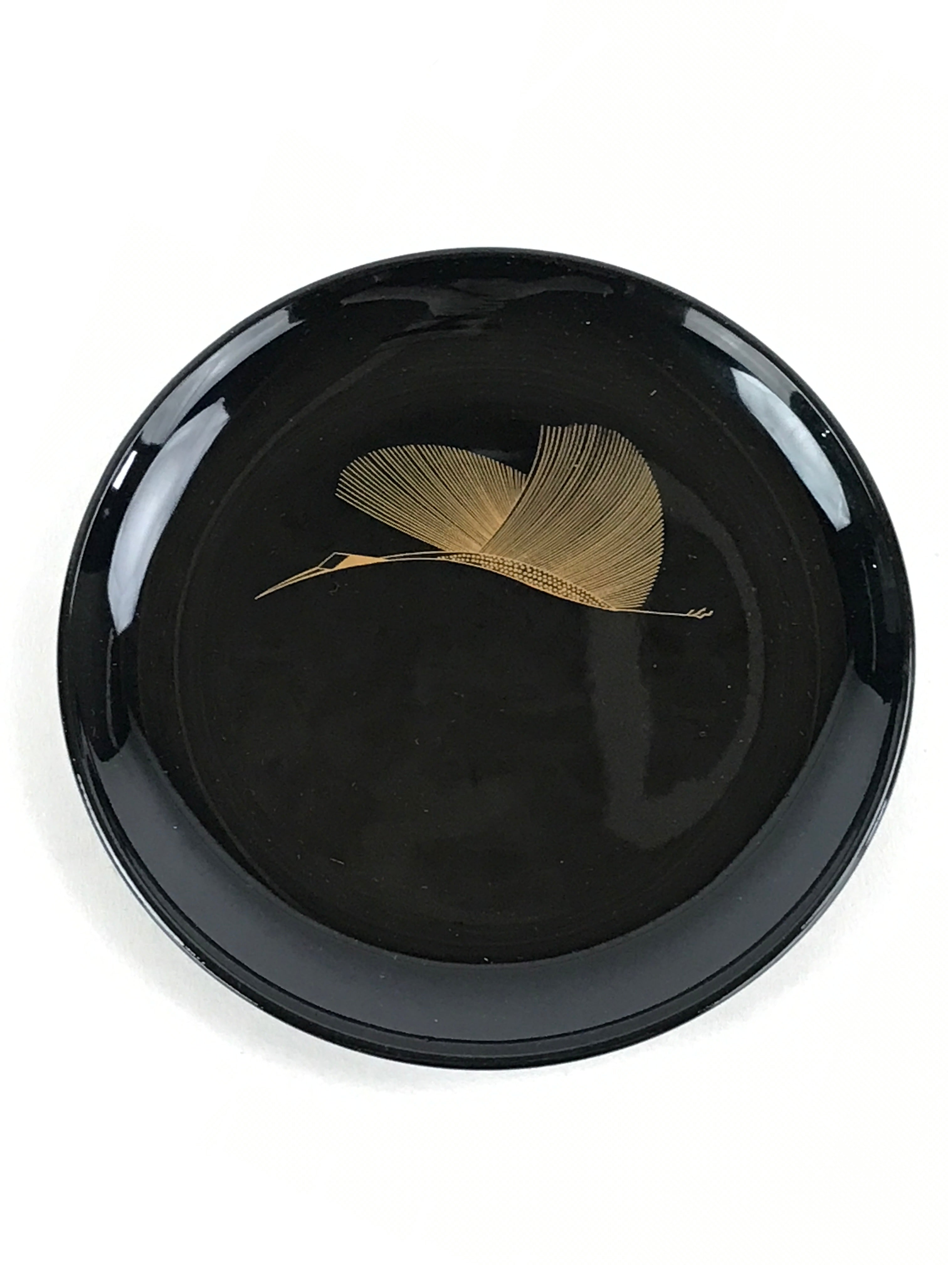 Japanese Lacquered Wooden Meimeizara Plate Vtg Sara Makie Tsuru Crane Black L6