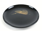 Japanese Lacquered Wooden Meimeizara Plate Vtg Sara Makie Tsuru Crane Black L7