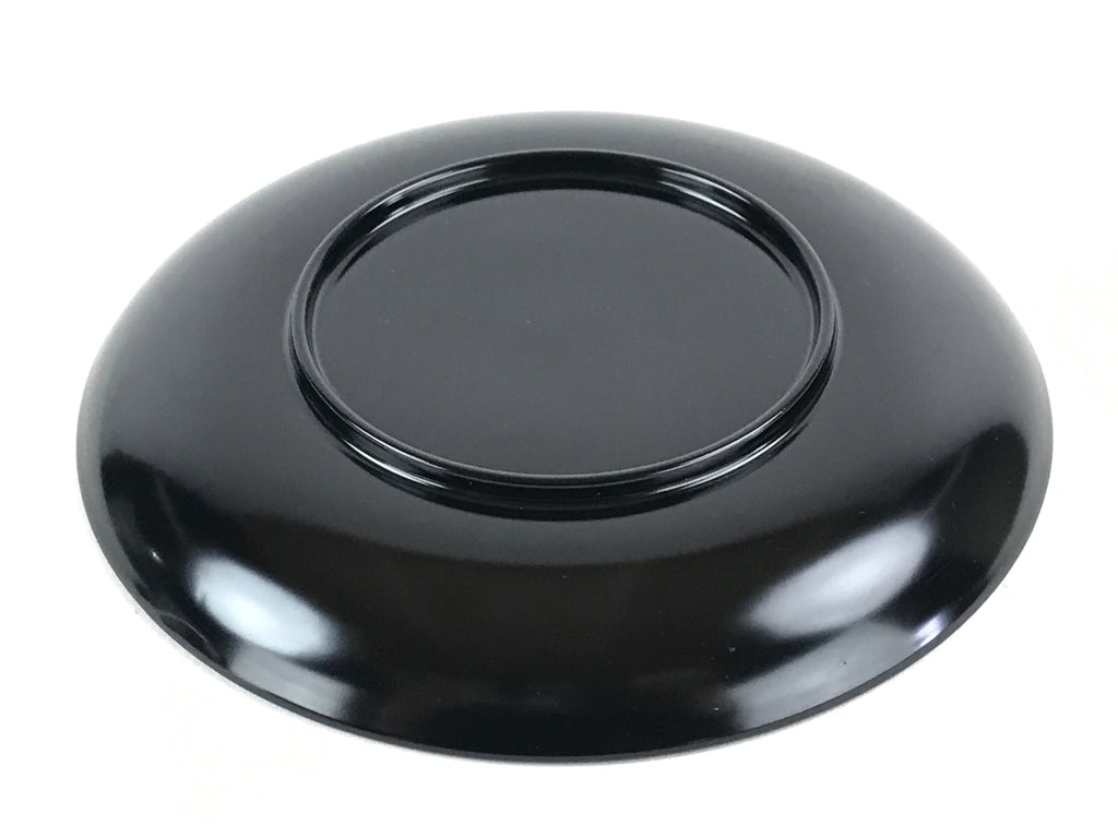 Japanese Lacquered Wooden Meimeizara Plate Vtg Sara Makie Tsuru Crane Black L7