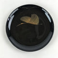 Japanese Lacquered Wooden Meimeizara Plate Vtg Sara Makie Tsuru Crane Black L7