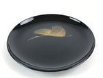 Japanese Lacquered Wooden Meimeizara Plate Vtg Sara Makie Tsuru Crane Black L8