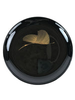 Japanese Lacquered Wooden Meimeizara Plate Vtg Sara Makie Tsuru Crane Black L8
