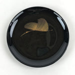 Japanese Lacquered Wooden Meimeizara Plate Vtg Sara Makie Tsuru Crane Black L8