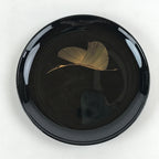 Japanese Lacquered Wooden Meimeizara Plate Vtg Sara Makie Tsuru Crane Black L9