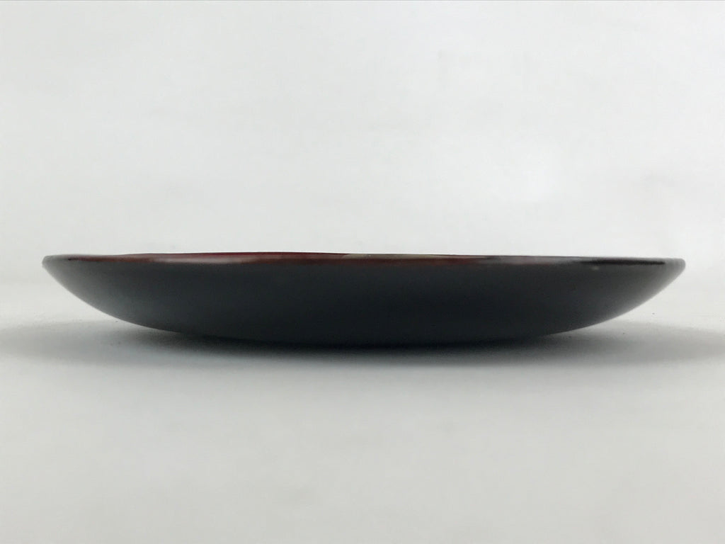 Japanese Lacquered Wooden Meimeizara Small Plate Vtg Red Gold Bird Makie L24