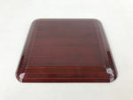 Japanese Lacquered Wooden Meimeizara Square Plate Vtg Carved Pattern Brown L37