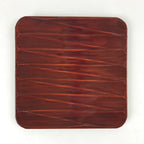 Japanese Lacquered Wooden Meimeizara Square Plate Vtg Carved Pattern Brown L37