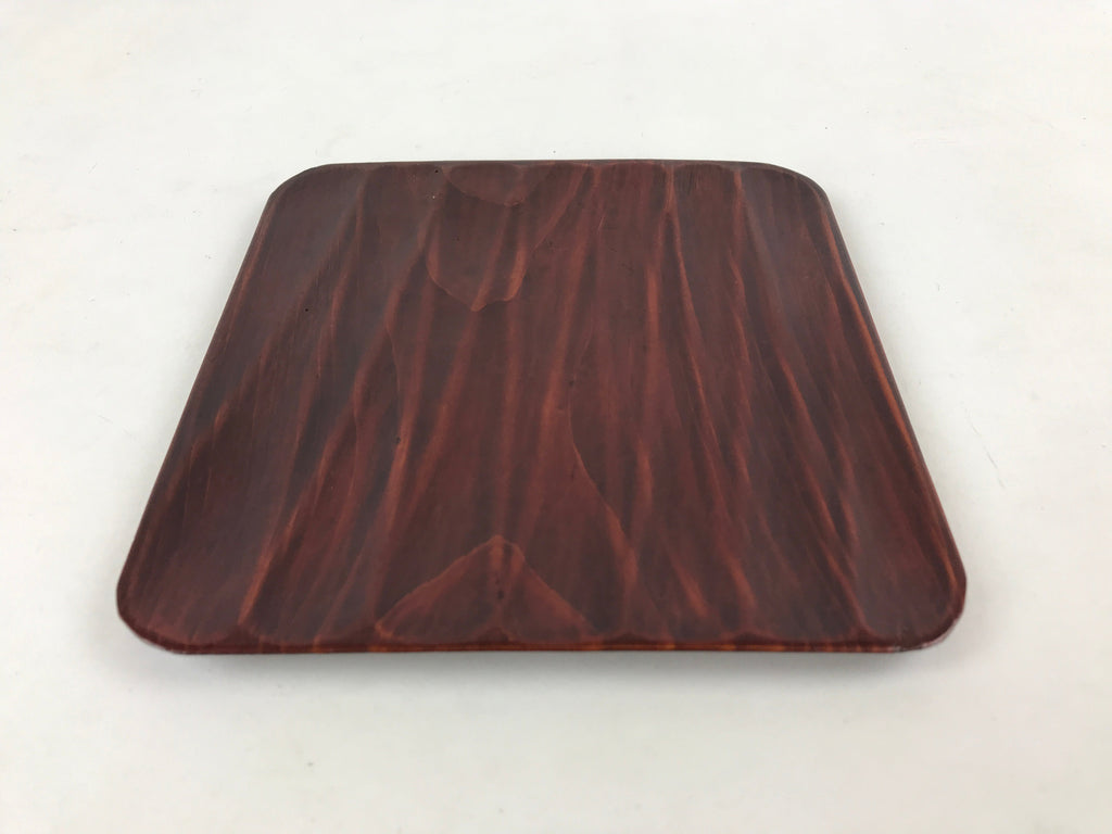 Japanese Lacquered Wooden Meimeizara Square Plate Vtg Sara Carved Pattern L38