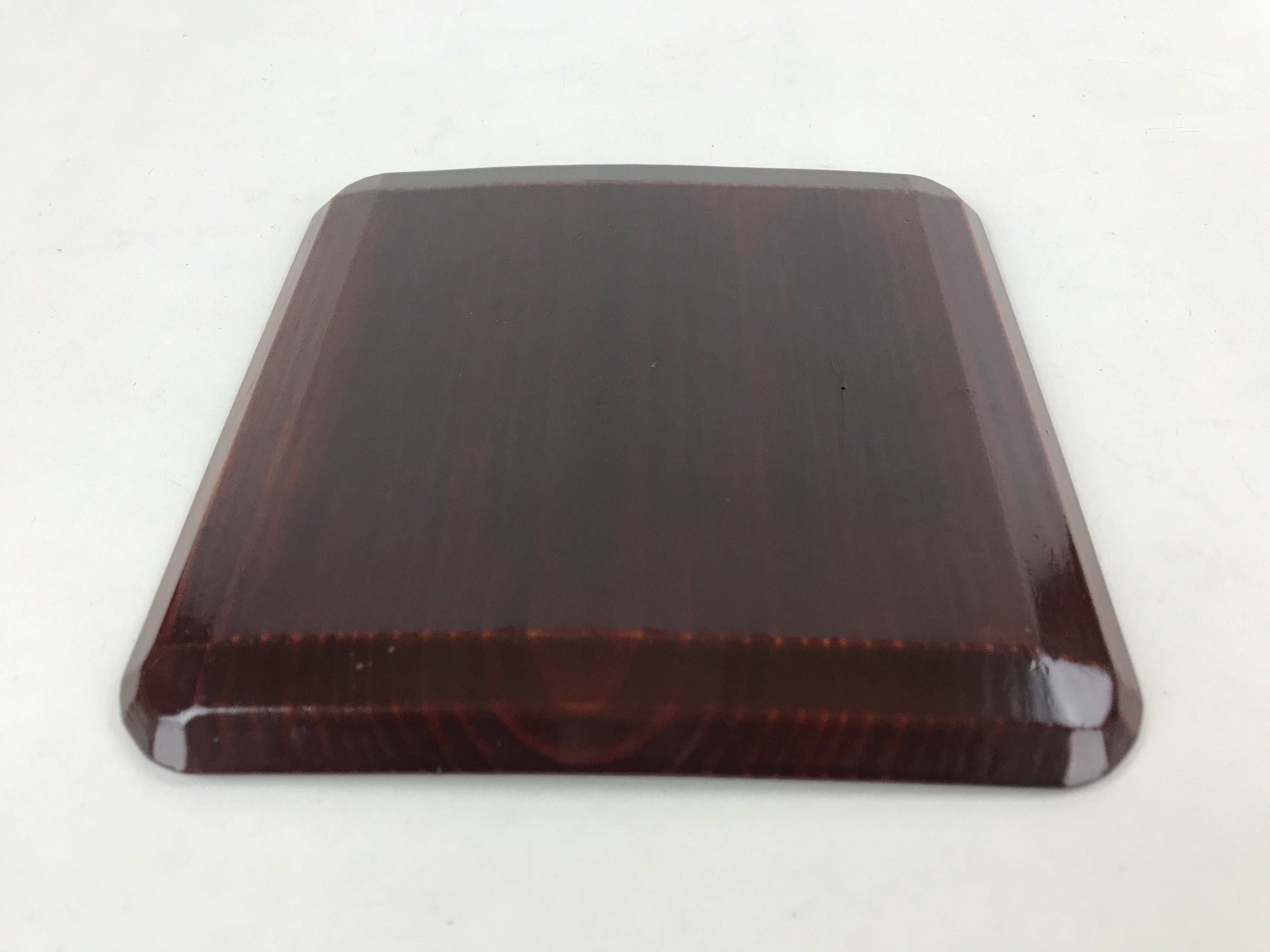 Japanese Lacquered Wooden Meimeizara Square Plate Vtg Sara Carved Pattern L40