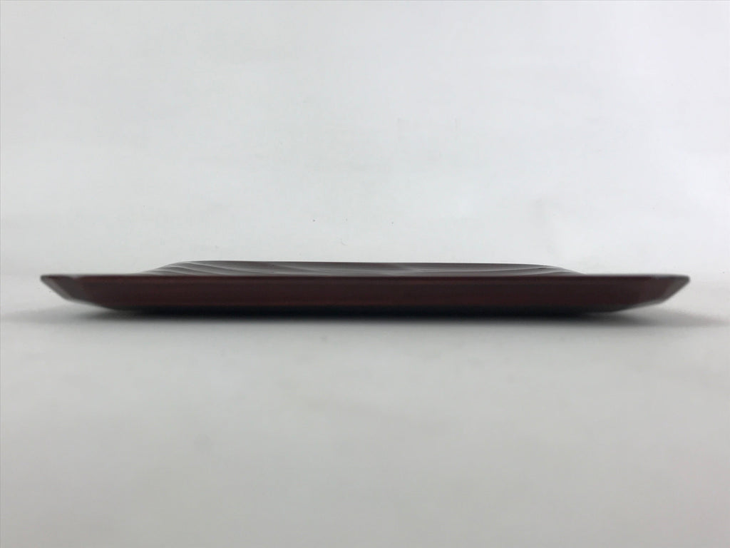 Japanese Lacquered Wooden Meimeizara Square Plate Vtg Sara Carved Pattern L40