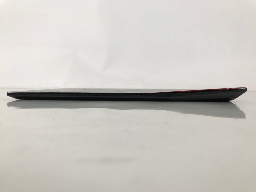 Japanese Lacquered Wooden Plate Vtg Rectangle Black Red Momiji Maple Sakura L538