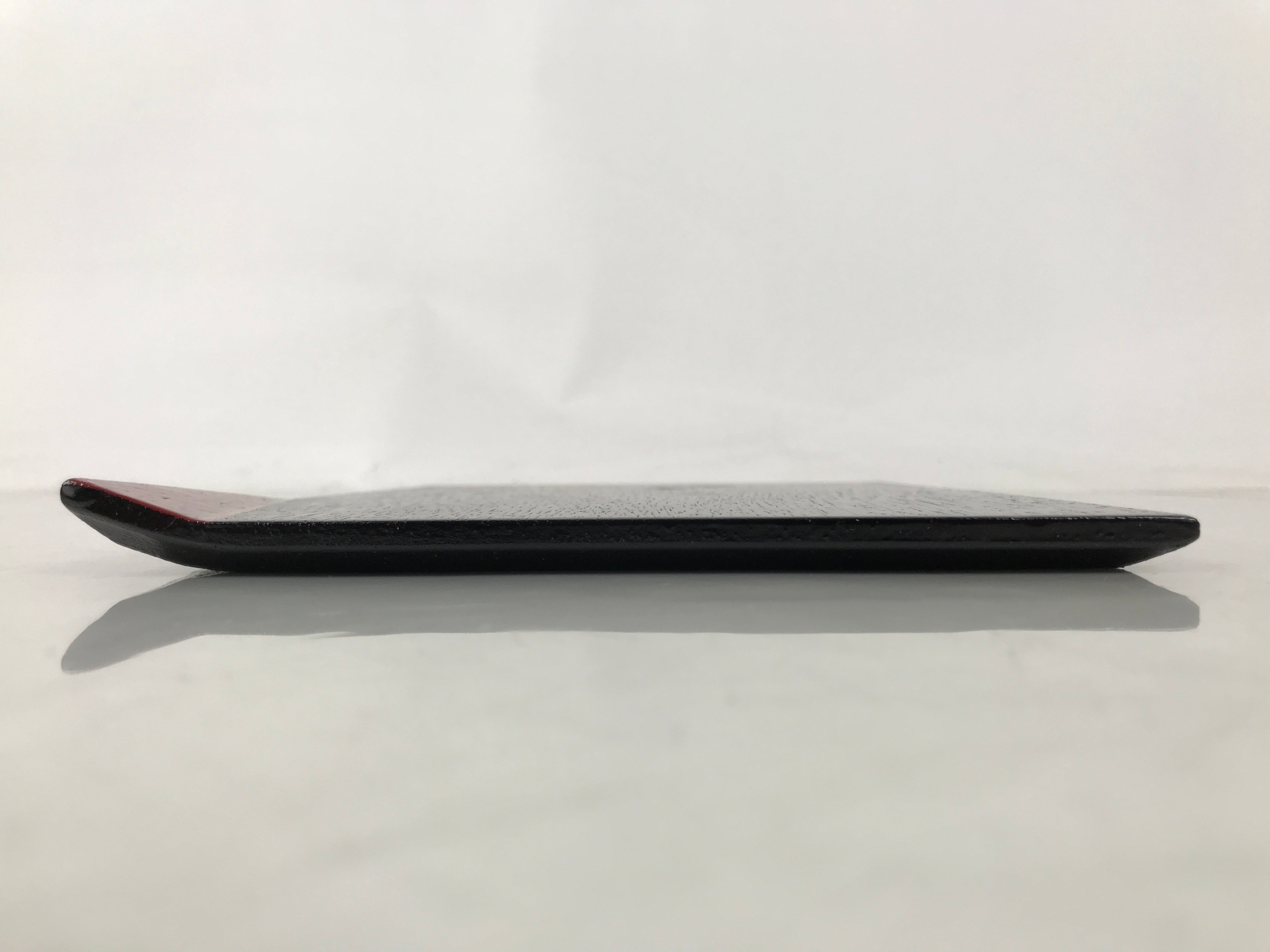 Japanese Lacquered Wooden Plate Vtg Rectangle Black Red Momiji Maple Sakura L538