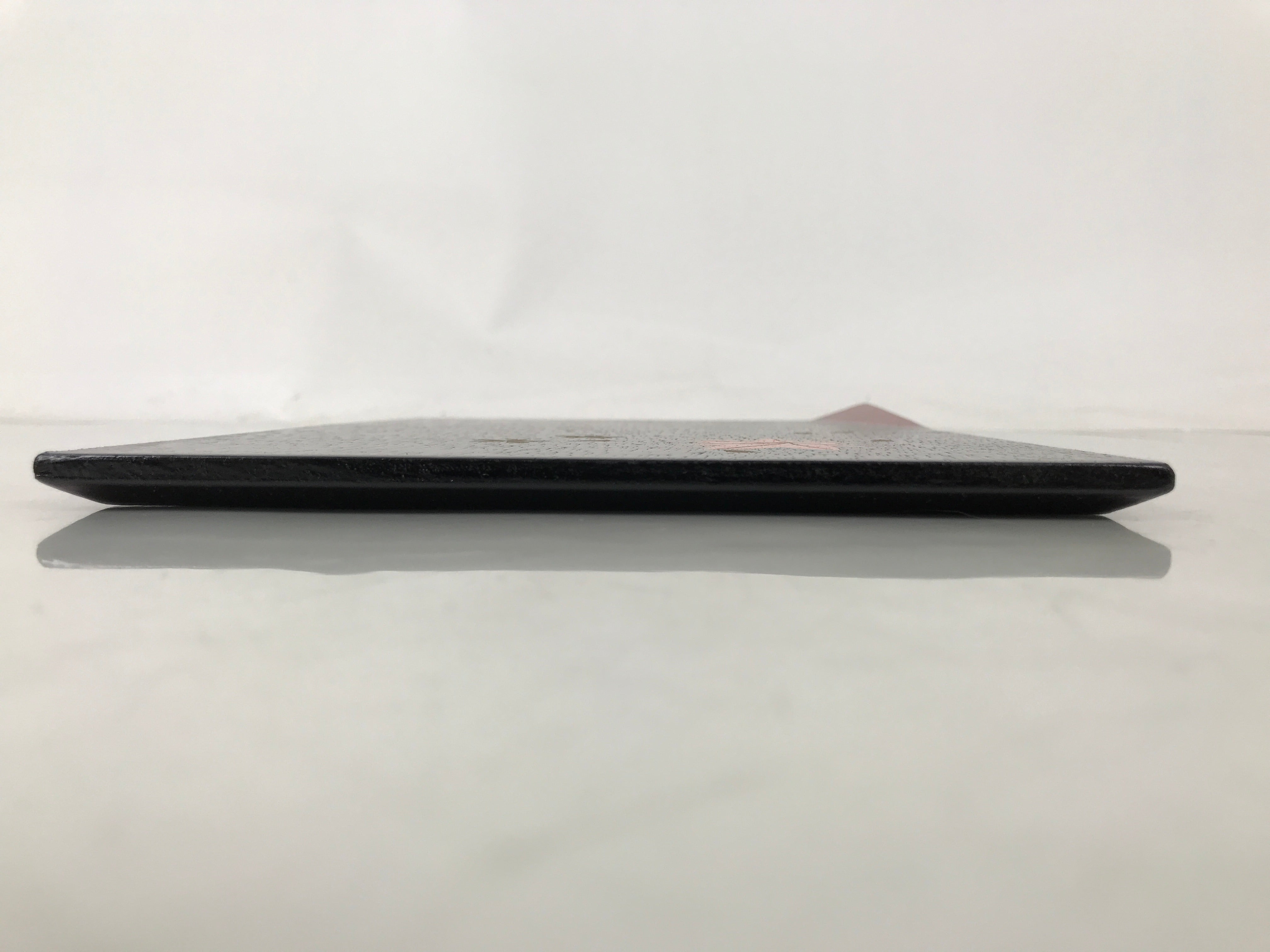 Japanese Lacquered Wooden Plate Vtg Rectangle Black Red Momiji Maple Sakura L538