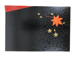 Japanese Lacquered Wooden Plate Vtg Rectangle Black Red Momiji Maple Sakura L538