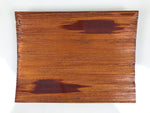 Japanese Lacquered Wooden Plate Vtg Shunkei-Nuri Rectangle Walnut Brown LWB139