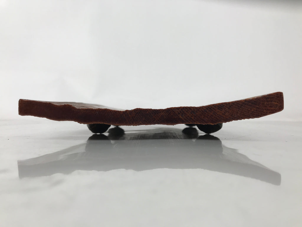 Japanese Lacquered Wooden Plate Vtg Shunkei-Nuri Rectangle Walnut Brown LWB139