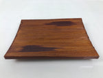Japanese Lacquered Wooden Plate Vtg Shunkei-Nuri Rectangle Walnut Brown LWB139