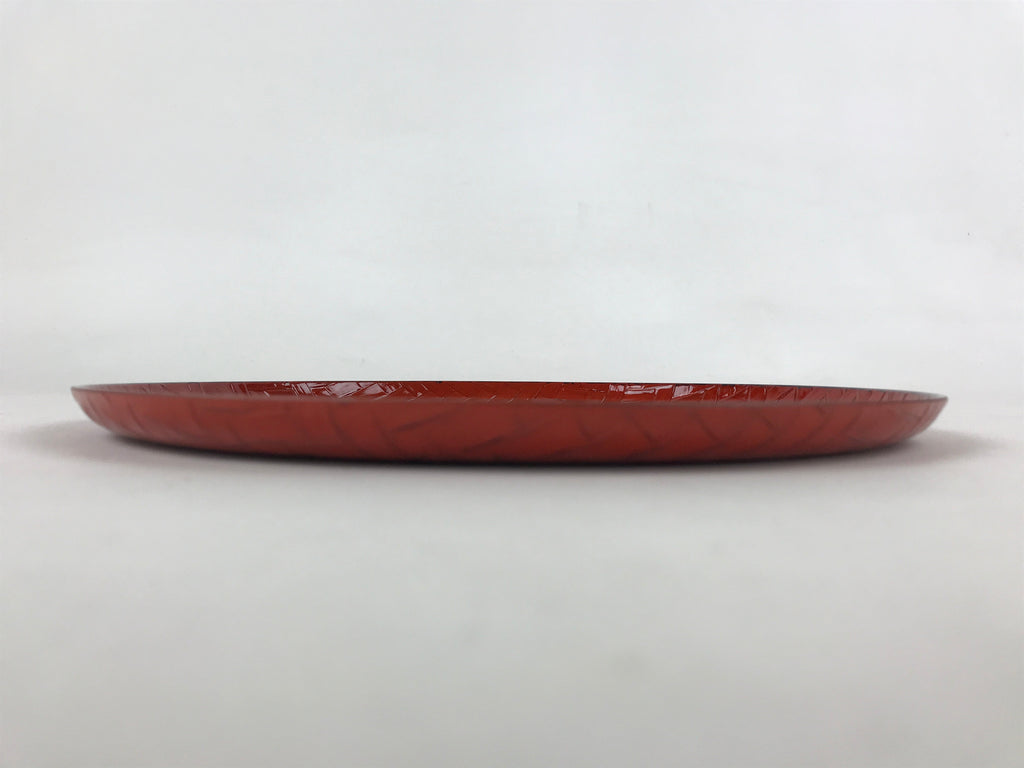Japanese Lacquered Wooden Round Serving Tray Vtg Woven Bamboo Takezaiku L30