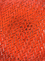 Japanese Lacquered Wooden Round Serving Tray Vtg Woven Bamboo Takezaiku L30