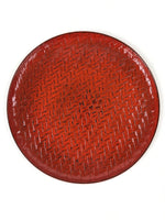 Japanese Lacquered Wooden Round Serving Tray Vtg Woven Bamboo Takezaiku L30