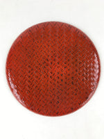 Japanese Lacquered Wooden Round Serving Tray Vtg Woven Bamboo Takezaiku L30