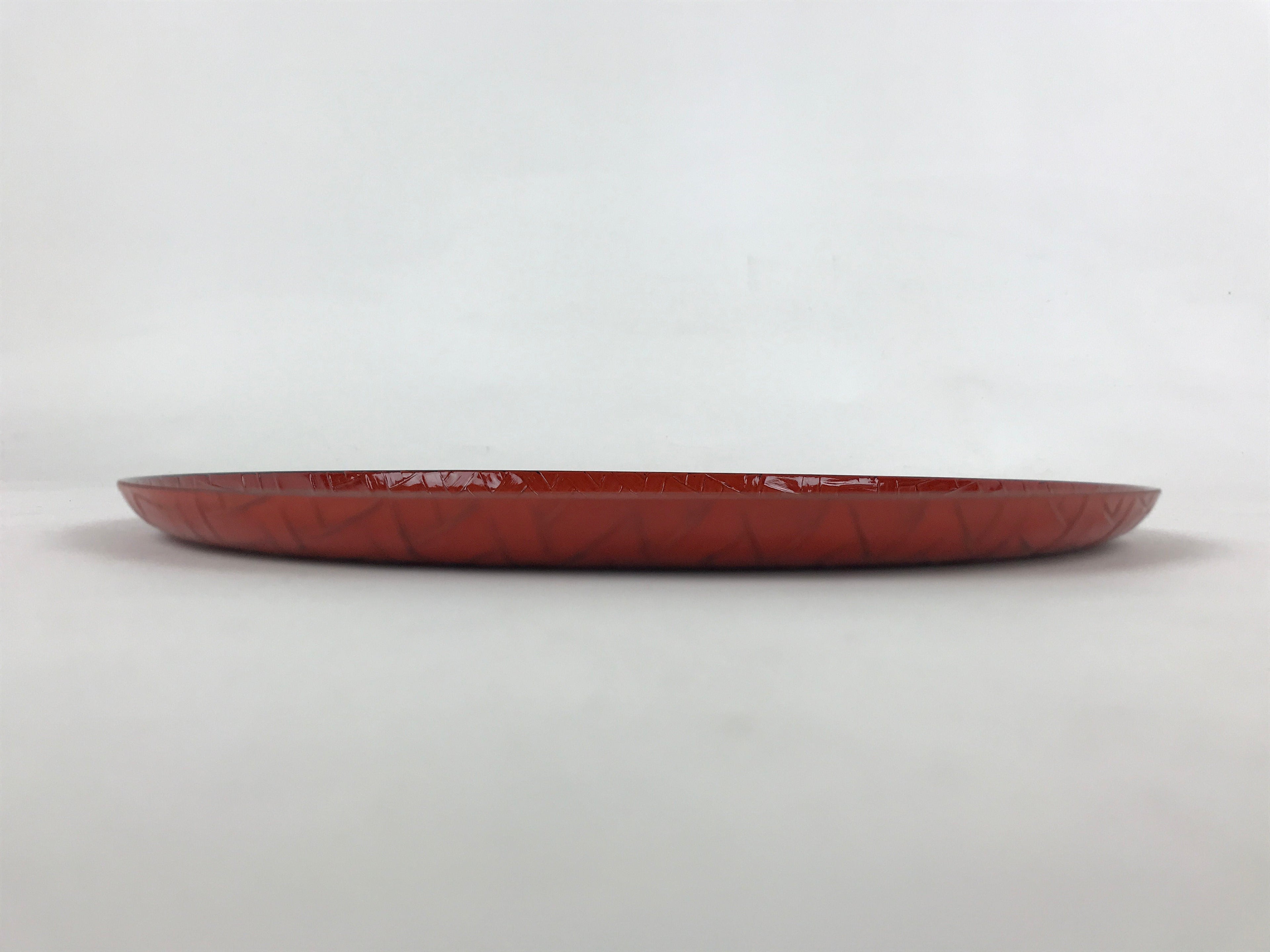 Japanese Lacquered Wooden Round Serving Tray Vtg Woven Bamboo Takezaiku L30