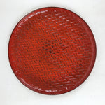 Japanese Lacquered Wooden Round Serving Tray Vtg Woven Bamboo Takezaiku L30